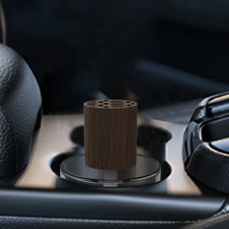 다양한 모양 컷 병 8ml 빈 매달려 공기 청정기 펜던트 자동차 장식 사용자 정의 로고 환기 공기 라운드 사각형 나무 캡 유리 향수병 기관총